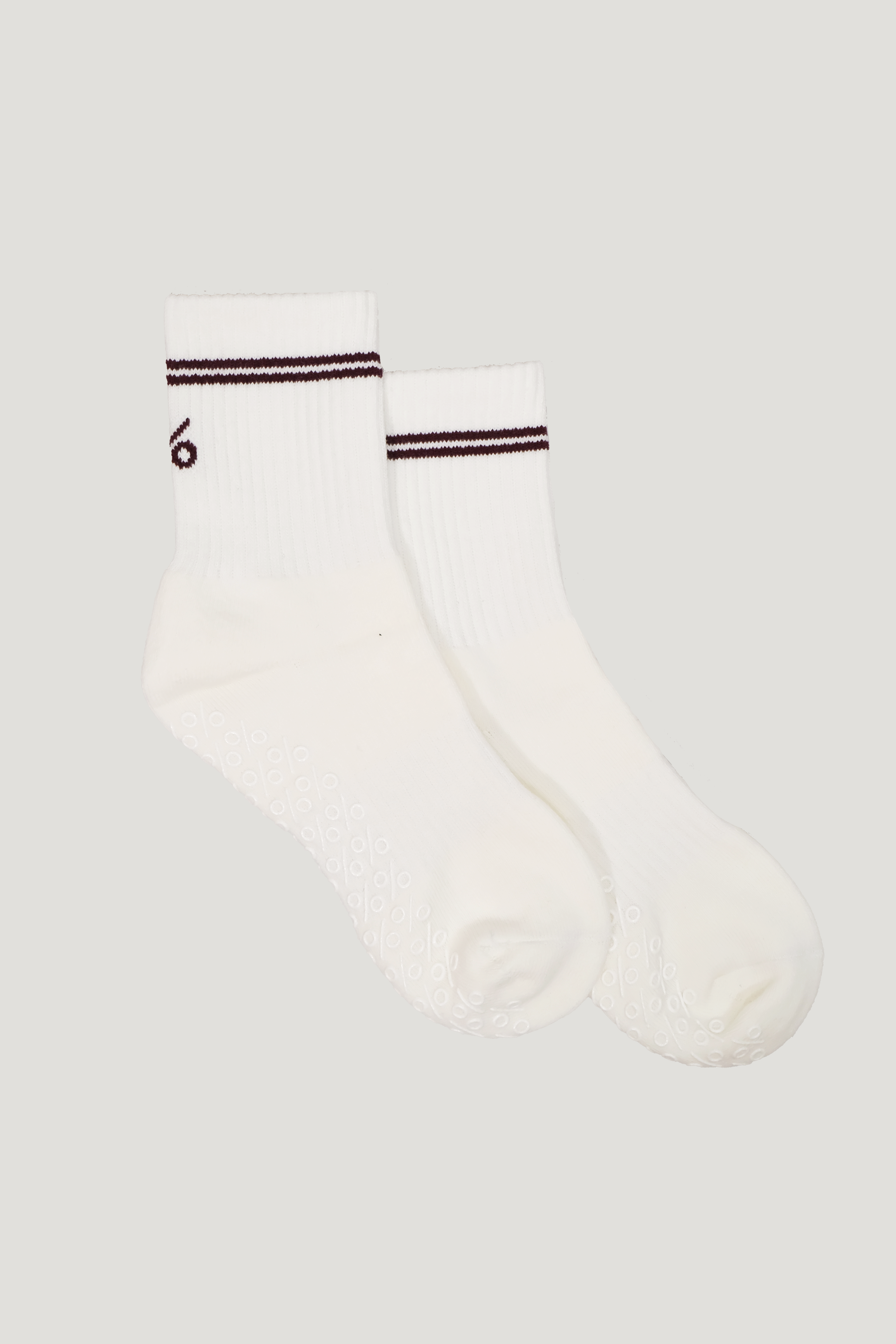 Percent Pilates Socks - Cream and Cherry Red