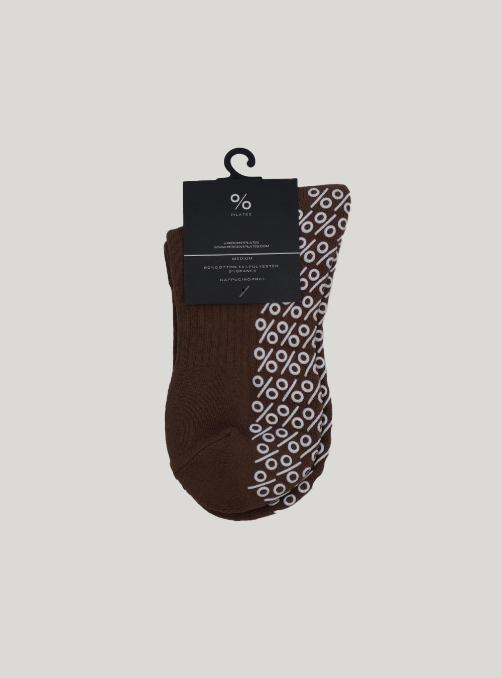 Frill Top Pilates Grip Socks - Brown
