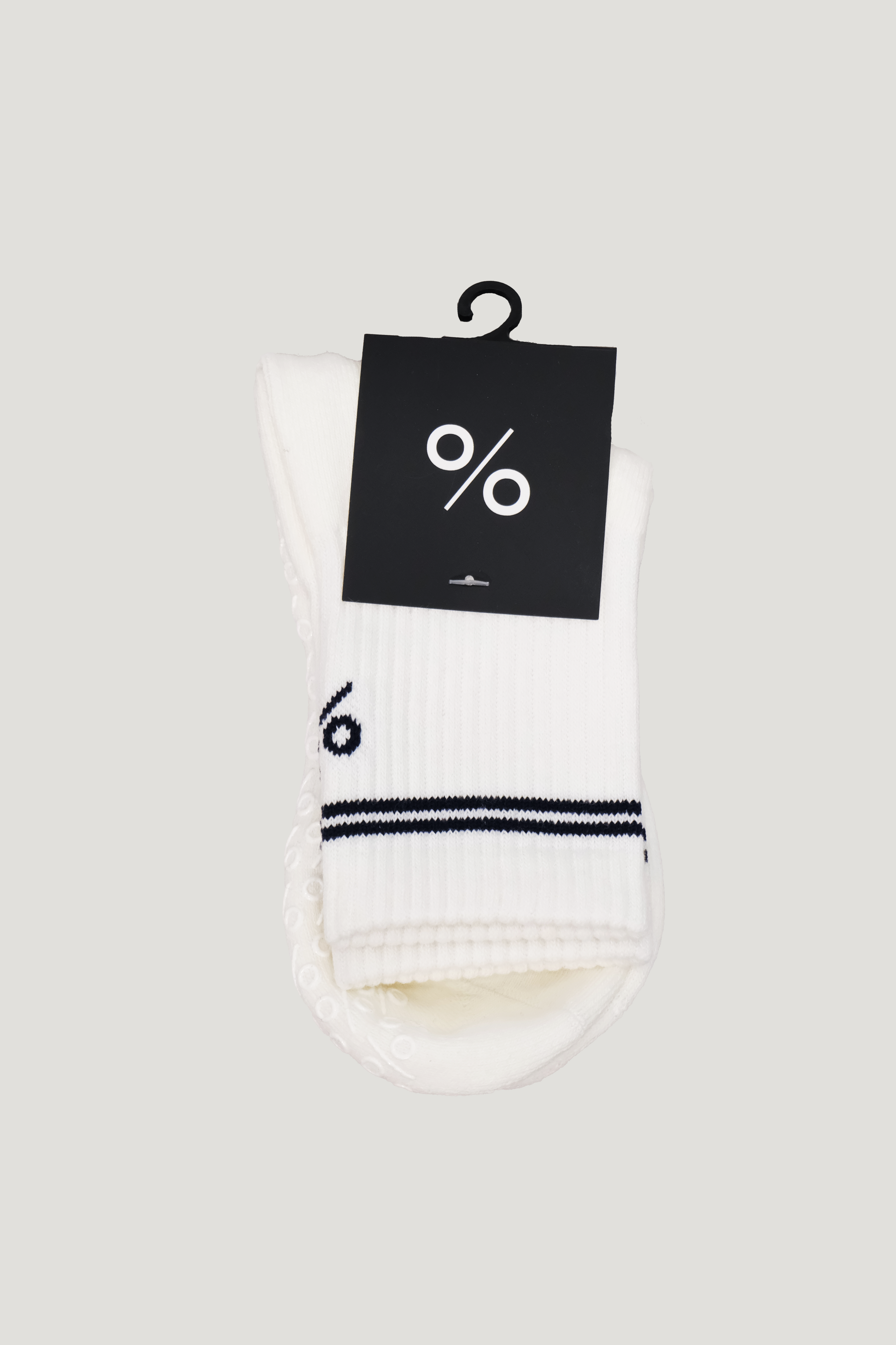 Percent Pilates Socks - Cream and Navy
