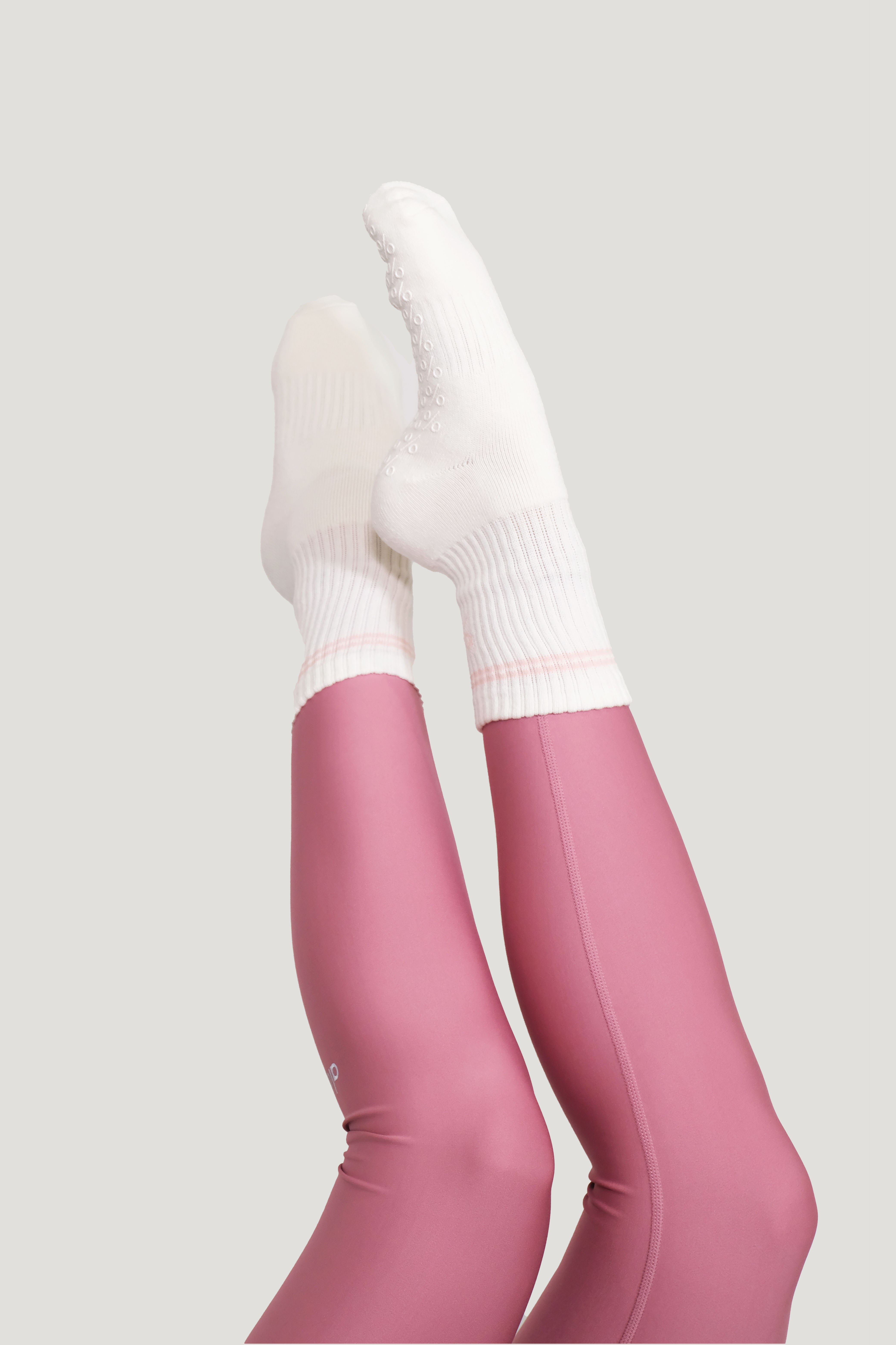 Percent Pilates Socks - Cream and Pink
