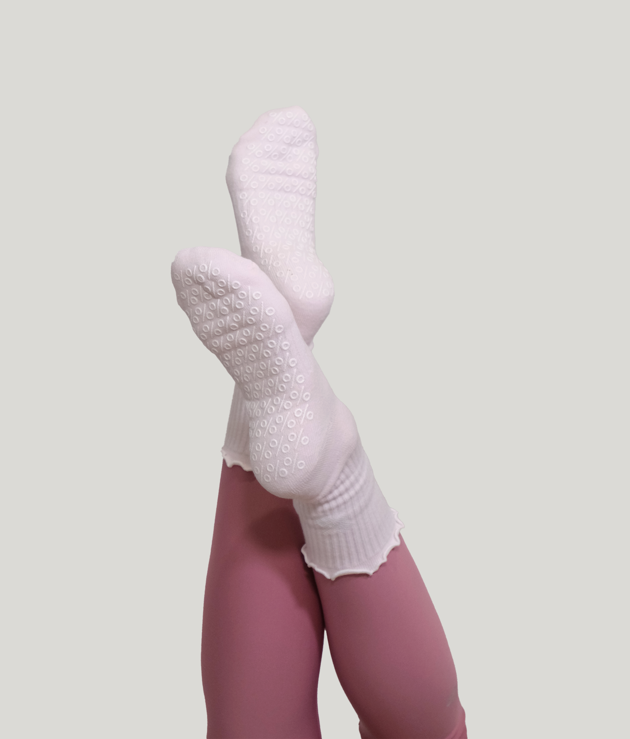 Frill Top Pilates Grip Socks - Pink