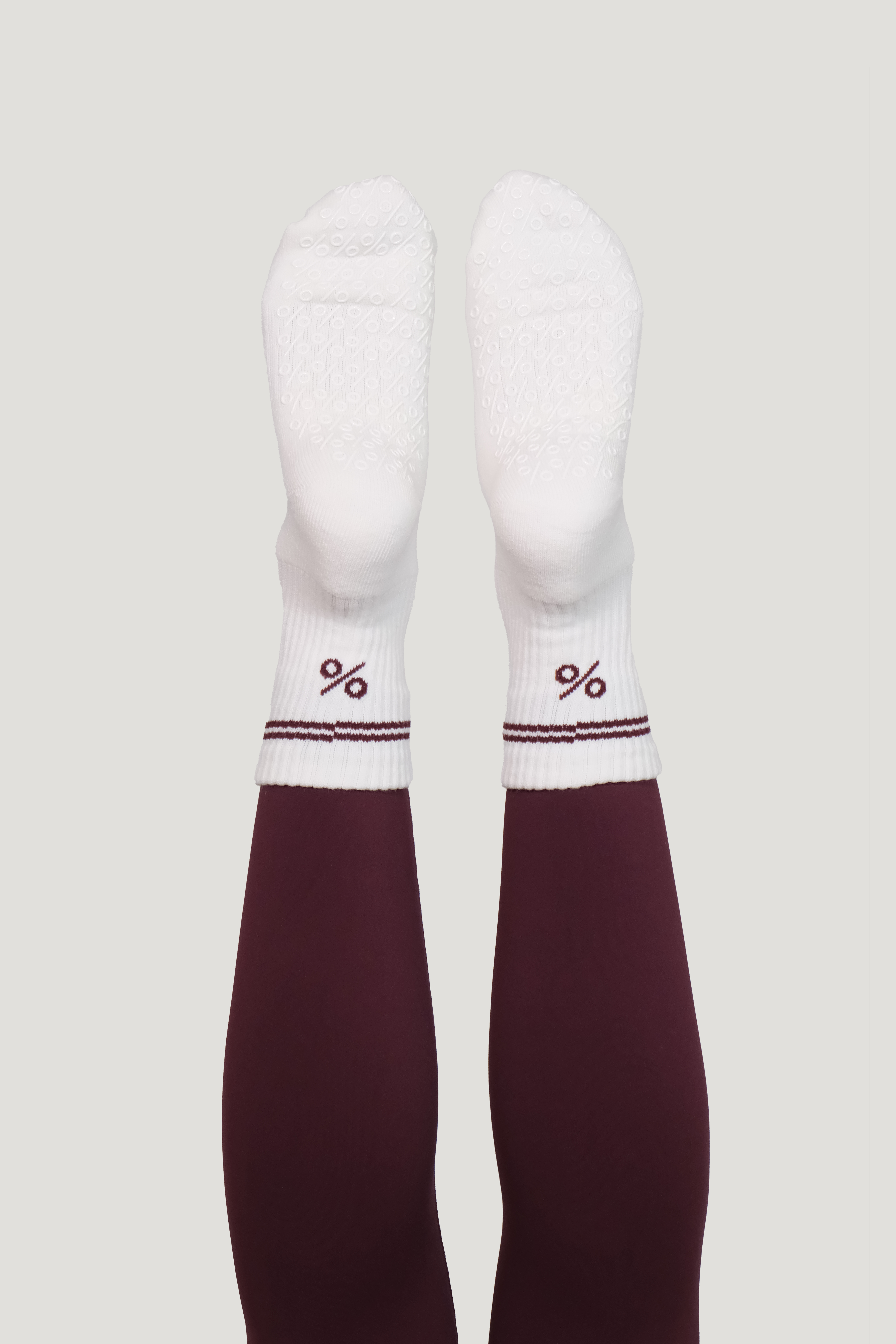 Percent Pilates Socks - Cream and Cherry Red