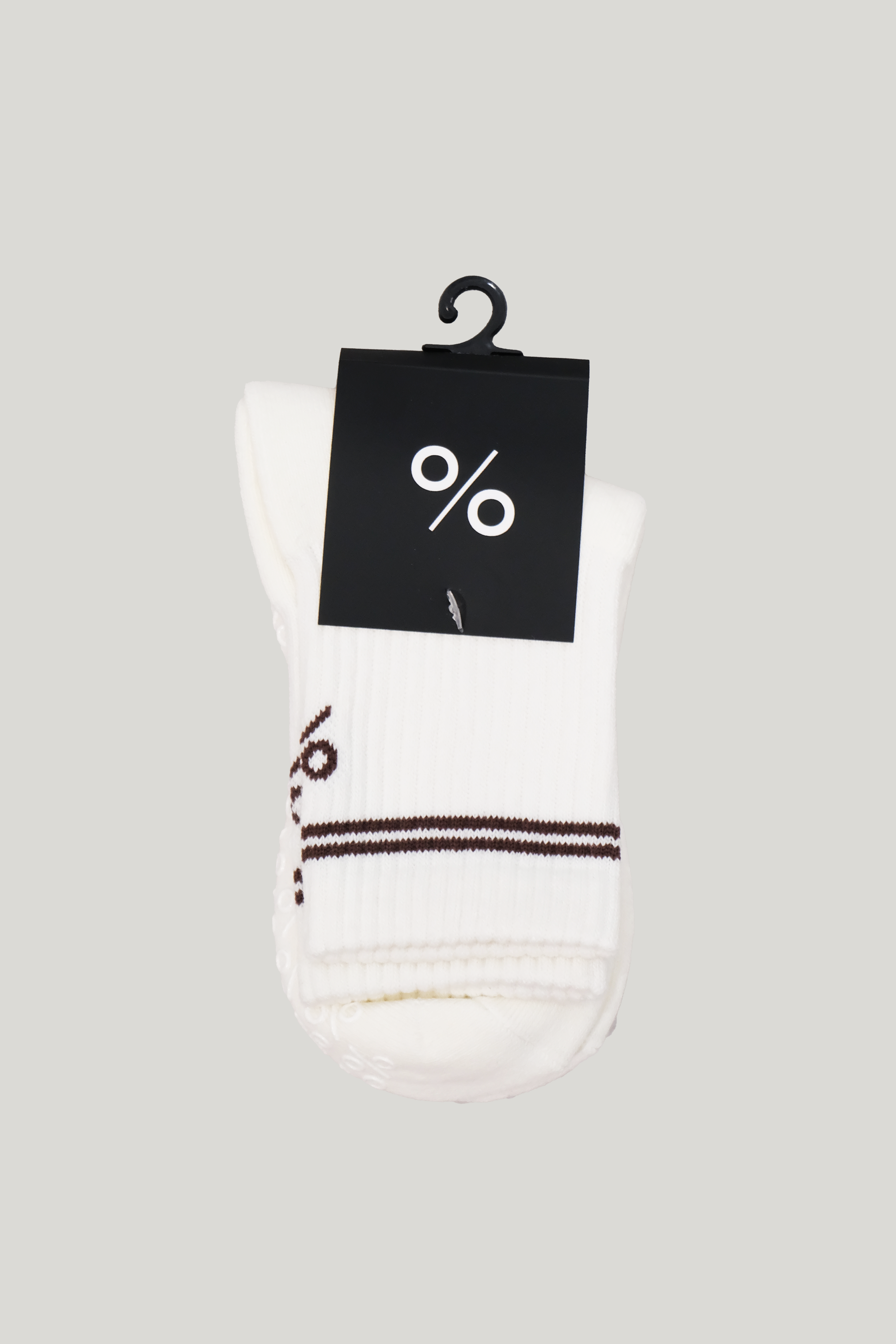 Percent Pilates Socks - Cream and Cappucino